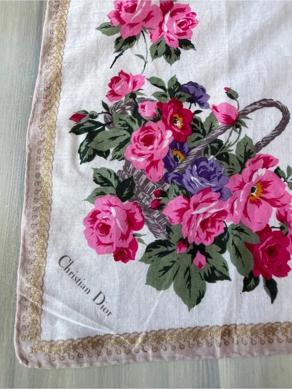 Dior Pink Floral Cottagecore Silky Scarf Bandana Headband Bag Scarf Neckerchief